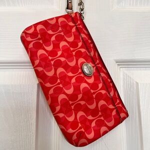 Coach Pink Signature Wristlet Clutch Wallet